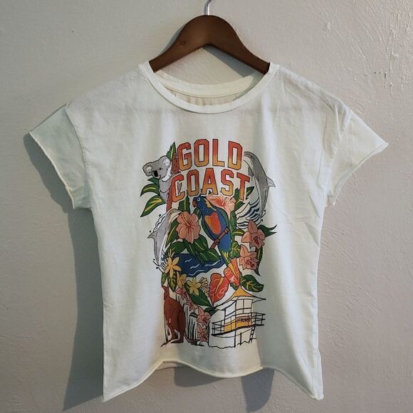 NWOT Anthropologie X Midnight Rider Gold Coast Cut Off Graphic Tee XS - Picture 4 of 6